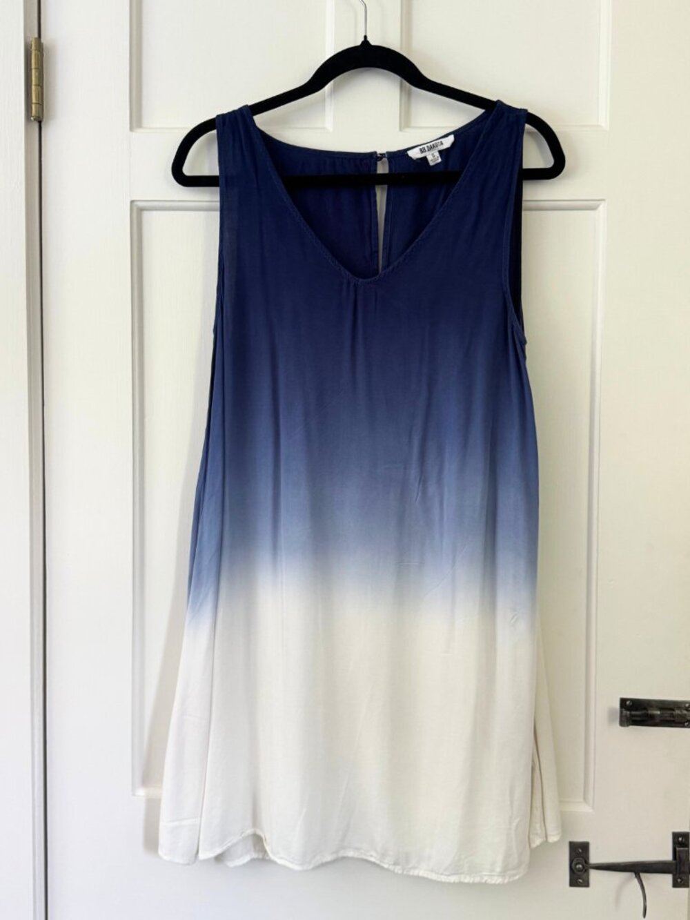 BB Dakota Navy White Ombré Dip Dye Sleeveless Shift Mini Dress Size S